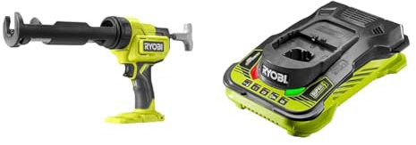 Ryobi RCG18-0 18V ONE+ Cordless Caulking Gun (Bare Tool) & RC18150 18V ONE+ Cordless 5.0A Battery Charger, Hyper Green/Grey