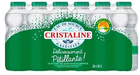 CRISTALINE Eau Gazéifiée, le rafraîchissement pétillant en bouteilles de 500g - par lot de 24