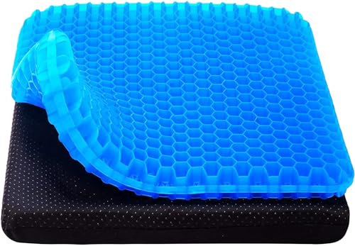 Emottle Gel Seat Cushion, Soft Sitter Cushion, Cooling Honeycomb Coccyx Cushion with Cloth Cover, Sciatica Tailbone Pain Relief, Back Support Ergonomic Seat Cushion for Office Chair Car Wheelchair