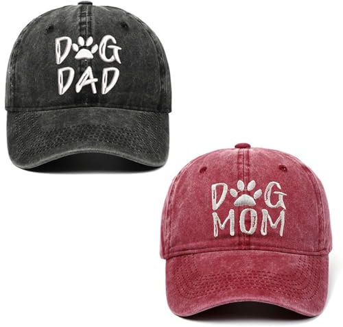 BABAHU Bestickte Baseballkappe für Damen, Motiv: Hund, Mama, Papa, verstellbar, Denim-Baseballkappe (DE/NL/SE/PL, Alphanumerisch, Einheitsgröße, A01)