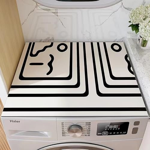 Housse De Protection Pour Machine À Laver Top 60X60Cm La Ligne Noire Tapis De Protection Antidérapant Pour Seche Linge, Dessus Imperméable Tapis Lave Linge Pour Cuisine Maison Salles De Bains