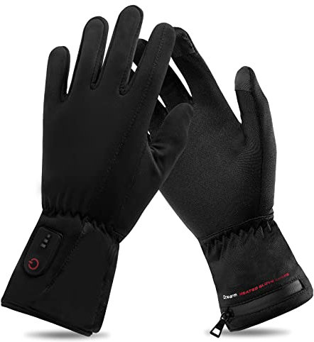 Beheizbare Handschuhe, beheizte Handschuhe Damen Herren mit heizung Winterarbeitshandschuhe dünne beheizbare Handschuhe Fahrrad Winter Handwärmer (Schwarz, S)