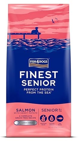 Fish4Dogs Finest Salmon and Sweet Potato Senior Dog Food | Natural, Hypoallergenic Dog Food | Great for Healthy Skin and Coat | Rich in Omega 3, 6 and 9 (Large Kibble - 6kg)