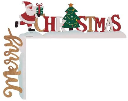 Letrero de esquina para puerta navideña, decoración de gabinete con estante de madera, decoración de letrero para puerta de Feliz Navidad | Decoración de marco de puerta de ángulo recto de vacaciones,