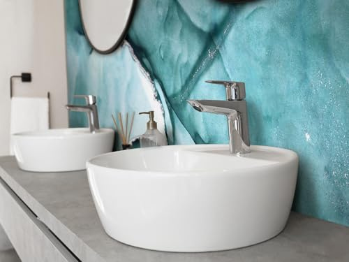 Cameleo Küchenrückwand aus Vinyl – Blaue Lagune, 200 x 40 cm, auch als dekorativer Aufkleber für Möbel – strapazierfähig und wasserfest