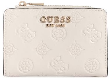 GUESS Zarela SLG Zip Around Card Case Cream White Logo
