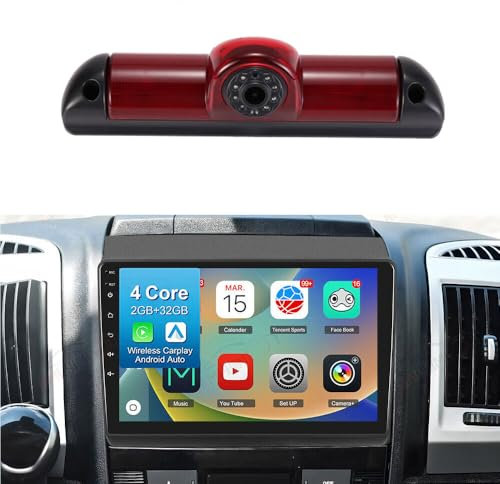 9 Inch HD Android Auto Radio Navigator Carplay Replacement for FIAT Ducato III 3 E-Ducato Maxi Citroen Jumper II Peugeot Boxer III 3 Opel Movano Movano-e C Kasten U9+Bremsleuchte Rückfahrkamera