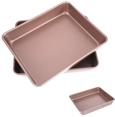 Ptwola 11 x 9 Inch Nonstick Toaster Oven Tray Set 3 Pcs Air Fryer Baking Pan Heavy Duty Carbon Steel Baking Sheets Perfect for Cookies and Roasting Easy Clean