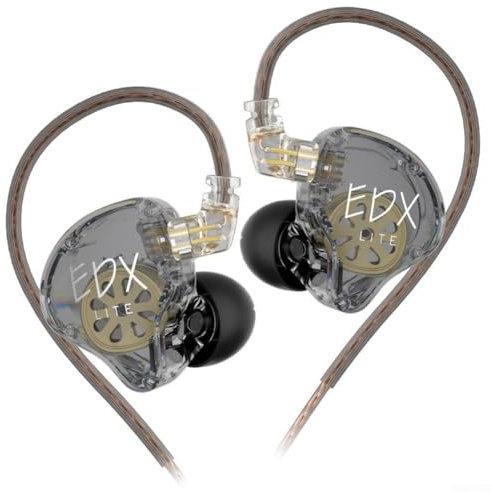 Whychstore Auriculares KZ EDX Lite IEM con controlador dinámico súper lineal para un audio excepcional (gris sin micrófono)