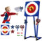 Target Throwing Game Set - Dart and Axe Throwing Game - Includes 2 axes, 2 six-point darts and 2 darts - Perfect for indoor and outdoor yard games,Blue-Square