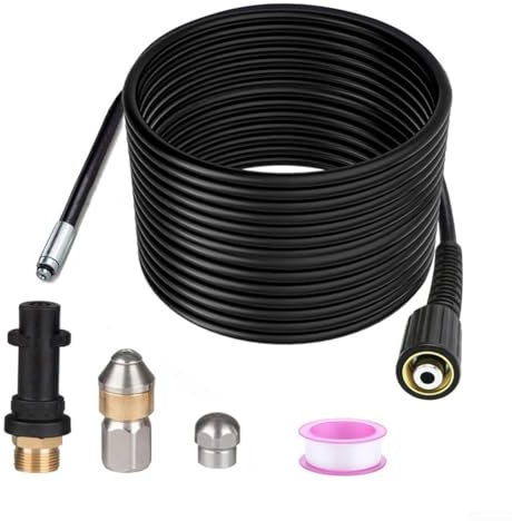 CWOQOCW Hochdruckreiniger-Schlauch für Kärcher, Rohrreinigungsset, 180 bar, Abflussreiniger-Schlauch mit M22-Adapter für Hochdruckreiniger (20 m)