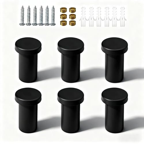 txuzong Crochets Muraux Noir Mat 6 Pièces | Patères Rondes Inox 36mm à | Visser | Accroche Robuste pour Serviettes, Vêtements & Accessoires – Idéal Salle de Bain, Cuisine & Entrée