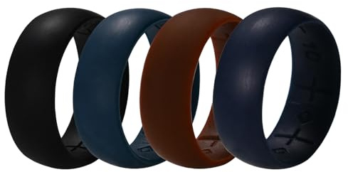 JewelryWe 4er Set Silikon Eheringe für Herren, 8,5mm Atmungsaktive Silikonringe mit Kreuz Belüftung Gummi Ringe Hochzeit Bands Schmuck Fingerringe für Sport und Outdoor Geschenk Für Männer