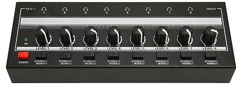 Plyisty 8 Channel -Kopfhörerverstärker Niedriger Rauschen Kompaktes Metall -Headset AMP für Studio, Tragbarer Kopfhörerverstärker für Musiker und Soundtechniker (EU-Stecker)