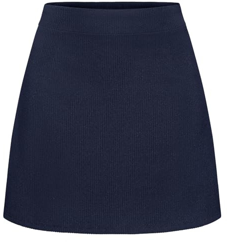 Timormode Mini Skirts for Women High Waisted Corduroy A Line Skirt 2025 Basic Casual Fall Winter Pencil Skirts TMS8012 Navy M