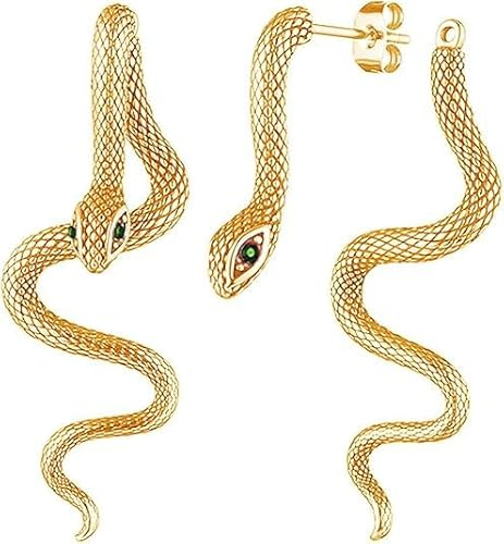 Yamobi Vintage Snake Earrings, Schlangen-Ohrringe Gold, Gothic Schlange Ohrstecker Ohrringe,Gothic Halloween Schmuck FüR Damen