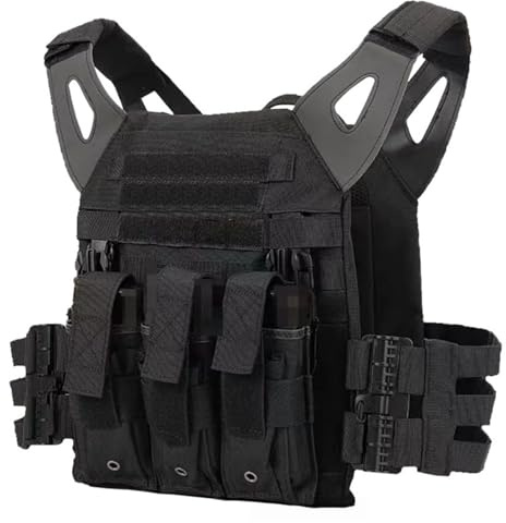 Quick-Release Tactical Vest with Magazine Pack - 1000D Waterproof Plate Carrier, MOLLE Compatible, Breathable Mesh Design