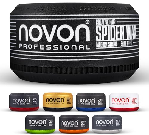 3 x Novon Professional Spider Wax | Haarwax |150 ml Haarpomade | elastische Fiber-Struktur | flexibel & bartgeeignet | antistatisch & pflegend | kinderfreundlich mit Spaßfaktor