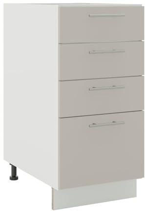 JD Greta Adjustable Kitchen Drawer Base Unit - 400mm - Drawer Cabinet with Fronts (No Worktop) - Cashmere Matt