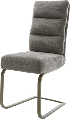 DELIFE Schwingstuhl Pela-Flex Freischwinger flach Effektfinish Titan Bouclé Soft Schlamm Taschenfederkern