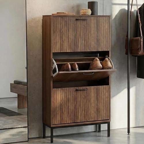 Mendler Schuhkipper HWC-P48, MDF Melamin 125x60x25cm - braun
