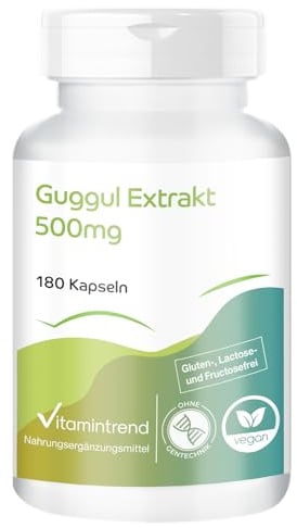 Vitamintrend Extrait de Guggul 500 mg, 180 gélules, 5% de guggulstérones, hautement dosé, végétalien sans stéarate de magnésium, fabriqué en Allemagne