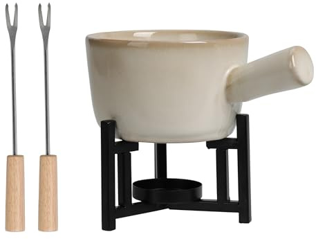 Fondue Set with Pot, Burner & Forks – Classic Cheese & Chocolate Fondue Set for Entertaining, Tabletop Fondue Kit for Home Dining
