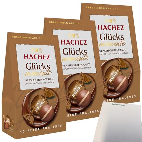 usy Bundle für Hachez Schokolade Glücksmomente Nougat 3er Pack (3x112g Packung) + usy Block