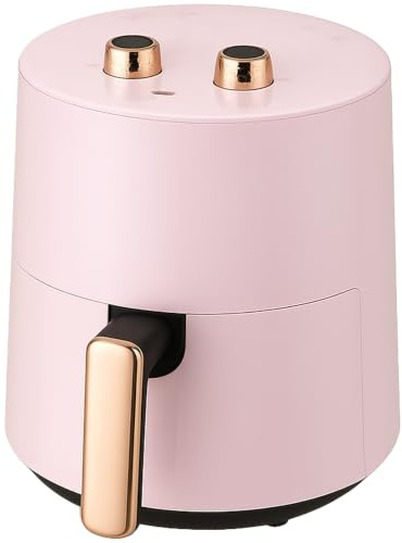 Freidora de aire de 1300 W y 3,7 L, compacta, sin aceite, con tecnología de aire rápido y temporizador de 30 minutos para cocinas pequeñas(Rosado)