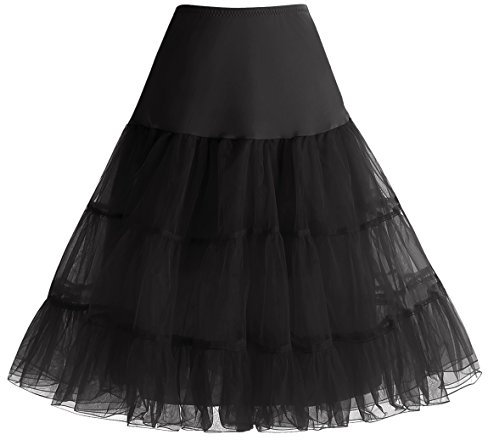 HomRain Women Black Petticoat for Dress UnderSkirt 1950s Rockabilly Tulle Petticoat Retro Vintage Swing,Black S