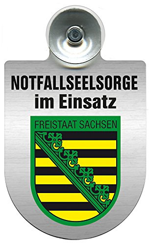 Einsatzschild mit Saugnapf Notfall Seelsorge im Einsatz incl. Regionenwappen nach Wahl 393829 Farbe Region Freistaat Sachsen