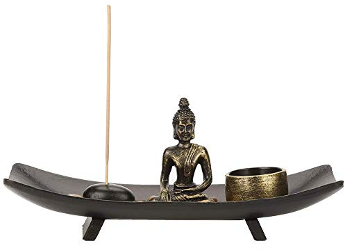 HT217 Buddha da tavolo Buddha Zen, Bruciatore di incenso d'epoca in bronzo Bruciatore di incenso da tavolo, Supporto di bastoncini d'incenso per la decorazione domestica