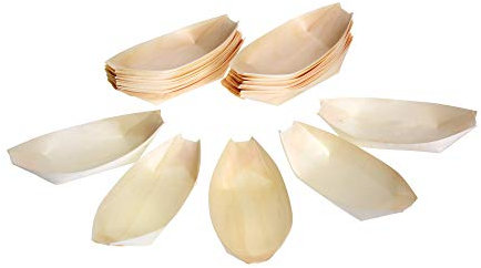 GRÄWE Schiffchen 25 Stück Naturholz 17 cm unbehandelt, Servierschale, Einweg