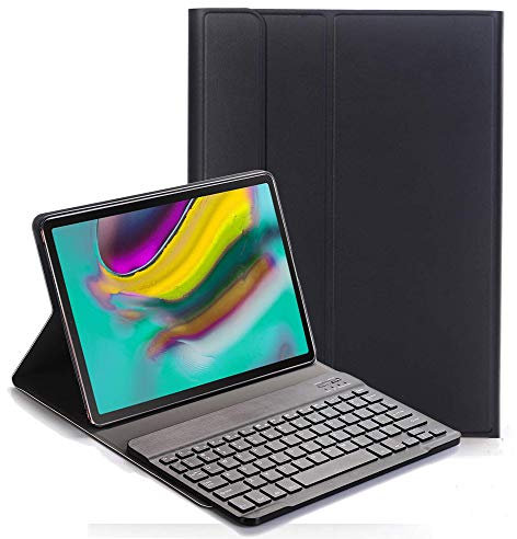 RLTech Funda de Teclado para Samsung Galaxy Tab S5E (diseño QWERTY), Ultra Delgada, con Soporte de Teclado inalámbrico extraíble, para Samsung Galaxy Tab S5e T720/T725 2019, Color Negro