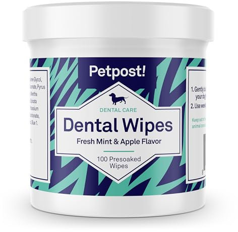 Petpost | Dental Wipes for Dogs - Bad Breath and Tooth Buildup Gone - Presoaked Pads in Natural Tooth Cleaning Solution 100 ct