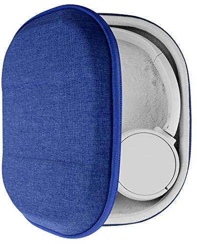 Geekria Shield Headphones Case Compatible with Sony WH-CH510, WH-CH520, MDR-ZX300, MDR-ZX310, MDR-XB200 Case, Replacement Hard Shell Travel Carrying Bag with Cable Storage (Blue)