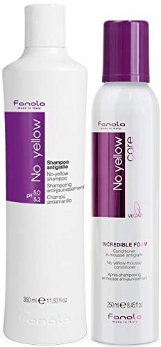 Fanola Offizielles No Yellow Shampoo und Incredible Conditioner Schaum (Shampoo 350 ml und Schaum 250 ml)