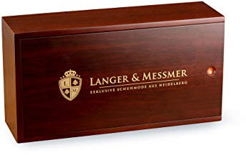 Langer & Messmer boîte à cirage de chaussures de qualité supérieure sans contenu ou avec kit d'entretien en plusieurs parties – Boîte à cirage en bois avec crèmes d'entretien pour cuir modèle Mannheim