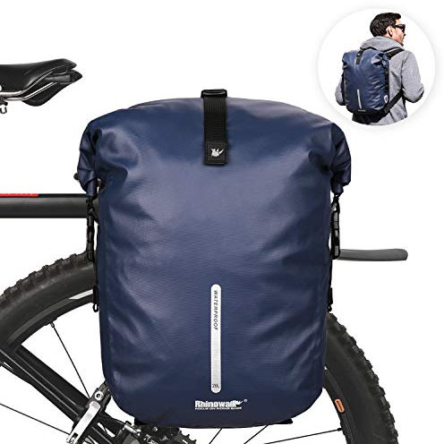 Rhinowalk Bike Pannier 20L Bicycle Rear Rack Bag - Laptop Storage, Backpack, Shoulder Bag With Rain Cover