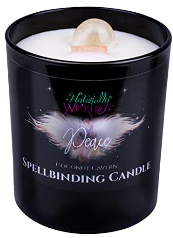 Naturally Wicked Spellbinding Friedenskerze | Friedenszauberkerze Mit Quarzkristall & Holzdocht | Handgefertigte Duftkerze Für Mehr Ruhe & Harmonie