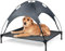 DREAMADE Hundeliege Outdoor mit Dach, Erhöhtes Hundebett Hundeliegeplatz aus Stoff, Haustierbett mit Dach, Schlafplatz für große Hunde bis 40 kg/ 50 kg, Haustierbett für Indoor & Outdoor (XL)