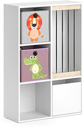 Vicco Kinderregal Luigi, Spielzeugregal für Faltboxen, Weiß, 72 x 107.8 cm mit 2 Faltboxen Opt.3