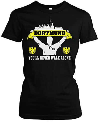 Dortmund Support Damen T-Shirt | Stadt - Dortmund Skyline - Sport - Fussball - City - Dortmund Shirt Damen | Girlie (S)
