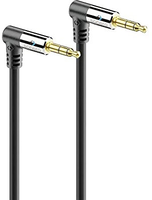 Sonero® premium Audiokabel mit 2x 90° Stecker, 3.5mm Klinke, 2,00m, vergoldete Kontakte, schwarz