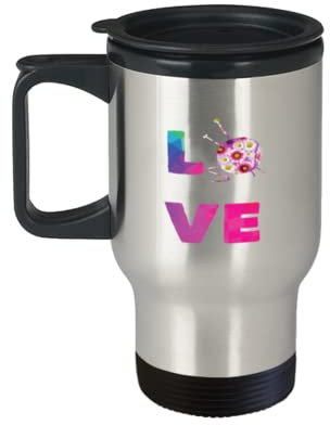 Coffee Travel Mug Funny Love knitting Knitter