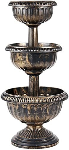 3 Tier Garden Planter Flowers Patio Display Stable Base Outdoor Flower Pots (Brown)
