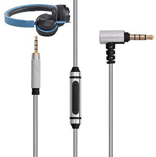 V-MOTA Y50BT Kabel, kompatibel mit AKG Y50 Y40 Y40BT Y45BT Y500 N60NC K845BT K840KL, Inline-Mikrofonsteuerung, Kopfhörerkabel, funktioniert auf iOS/Android, 1,8 m (Silbergrau)