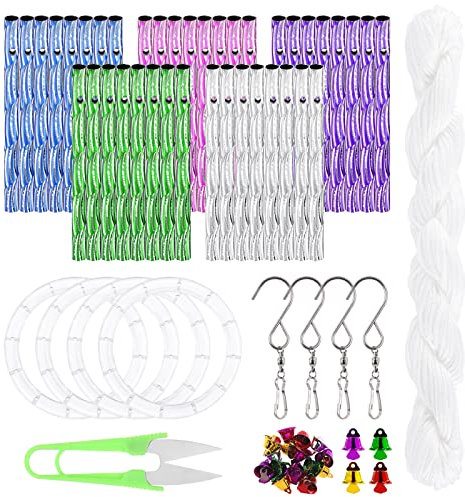 Glarks 65-teiliges buntes Windspiel-Set mit 40 Stück 8 cm 5 Farben Windspielröhre, 15 Stück gemischte Farben, 4 Stück drehbare Haken, Außenbereich, Dekoration
