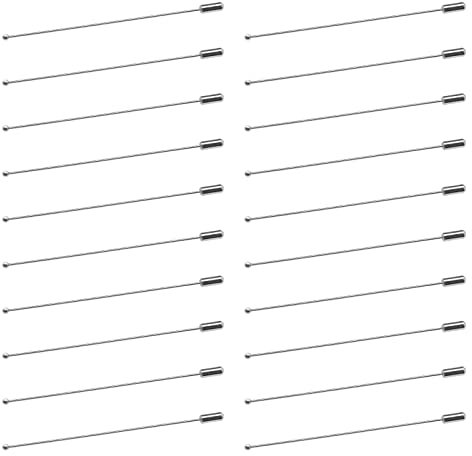 EMSea 20 Stücke Brosche Pin Stick Metall Sicherheitsnadeln Lange Nadelöse Pin mit Stopper Enden Dekorative Accessoires für Kleidung Männer Frauen Krawatte Hut Silber