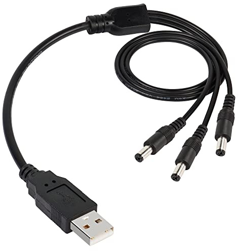 GINTOOYUN USB to DC Splitter Power Cable 1 to 3 USB2.0 Male to 3 DC 5.5mm x 2.1mm Extension Cable for LED Strip Lights, Monitors, HUB Splitters, Routers, Speakers, Mini Fans, Tablet Computers 70cm